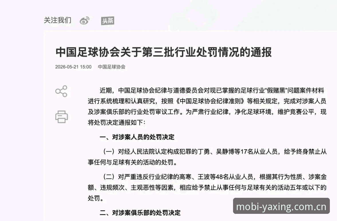 亚星游戏怎么玩 中国足协第三批禁足名单详解:17人终身禁足,48人遭禁赛处罚